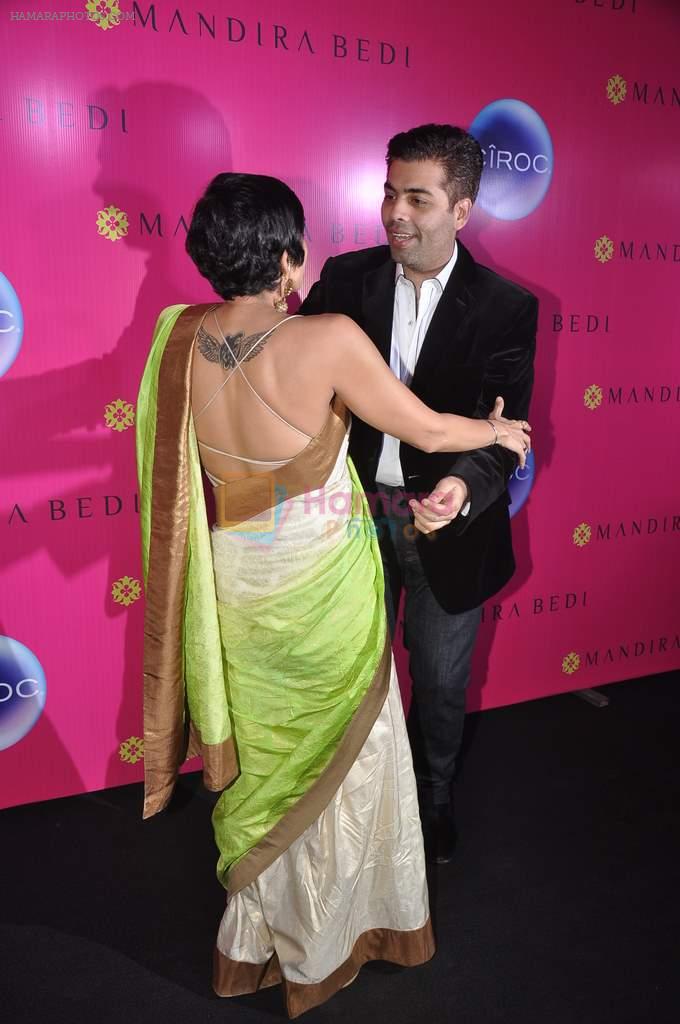 Karan Johar, Mandira Bedi at the launch of Mandira Bedi's saree line in Khar, Mumbai on 26th Oct 2013