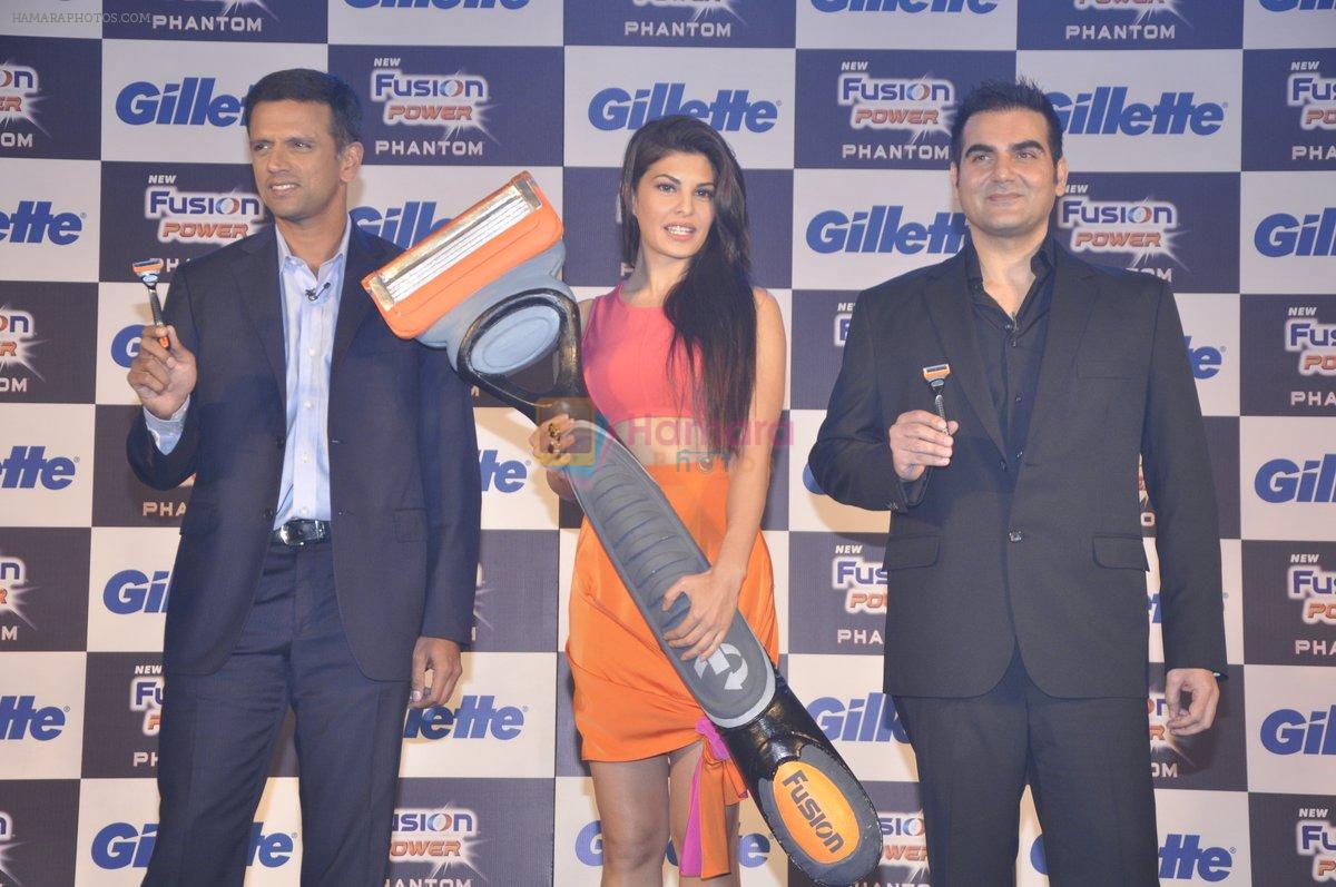 Jacqueline Fernandez, Rahul Dravid and Arbaaz Khan launch the new Gillette in Mumbai on 28th Oct 2013