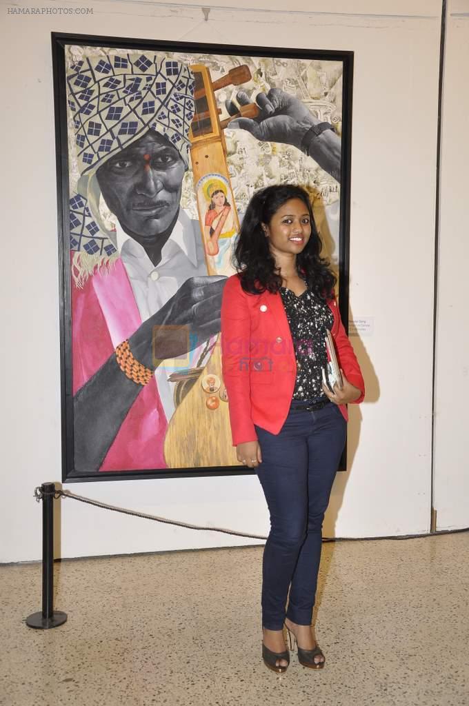 at art showing Fellow Travellers by Laxman Aelay in jehangir Art Gallery, Mumbai on 19th nov 2013