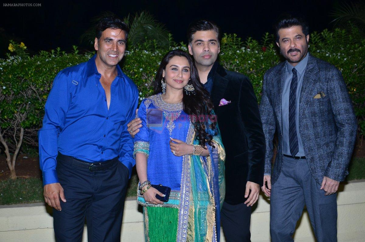 Akshay Kumar, Karan Johar, Anil Kapoor, Rani Mukerji at Vishesh Bhatt's Wedding Reception in Taj Land's End, Bandra, Mumbai on 28th Nov 2013