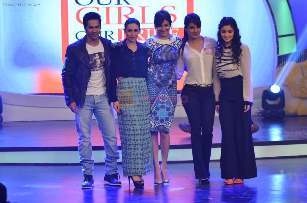 Varun Dhawan, Karisma Kapoor, Anushka Sharma, Priyanka Chopra, Alia Bhatt at Priyanka Chopra & NDTV's Our Girl Our Pride fundraiser in Mumbai on 1st Dec 2013
