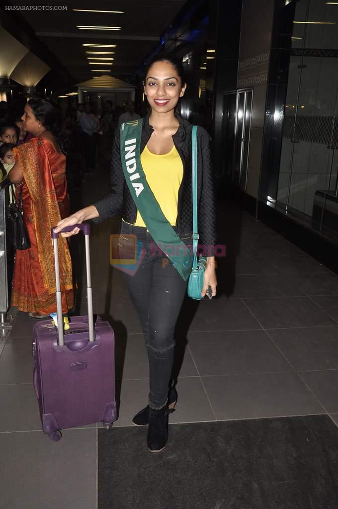 Shobhita Dhulipala Miss Earth arrives from Philippines in Mumbai Airport on 9th Dec 2013