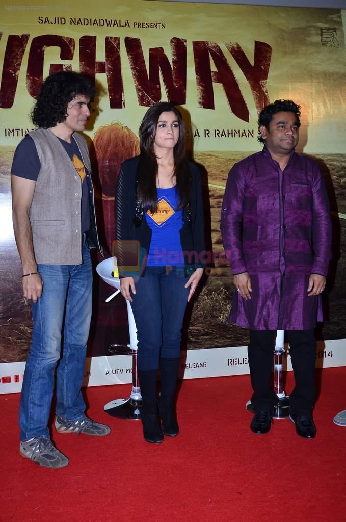 Imtiaz Ali, Alia Bhatt, A R Rahman at the First look launch of Highway in PVR, Mumbai on 16th Dec 2013