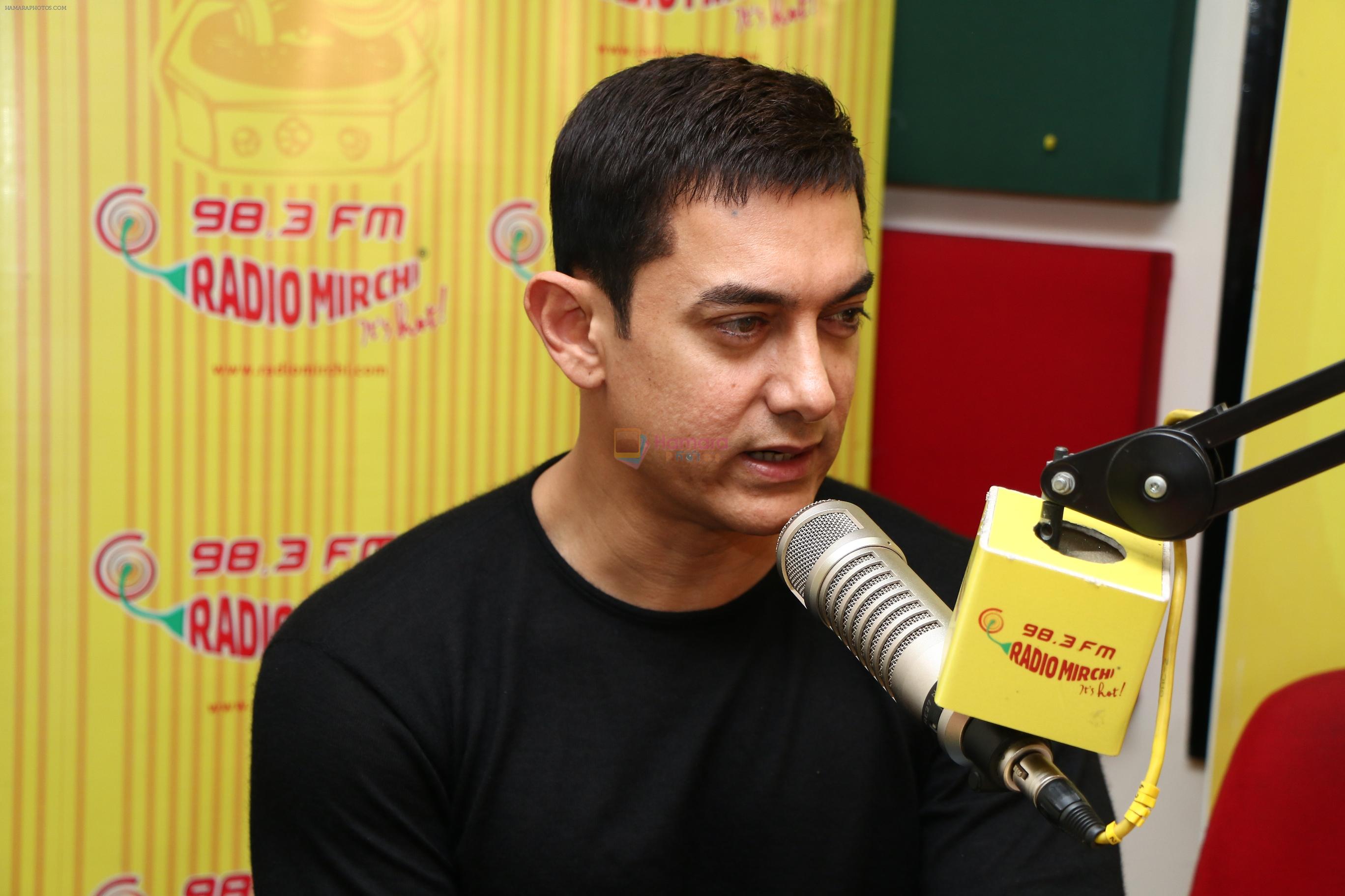 Aamir Khan at Radio Mirchi studio for promotion of his upcoming movie Dhoom 3