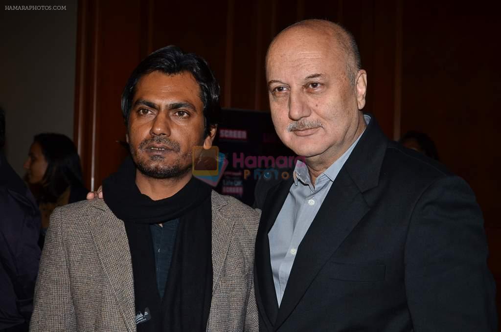 nawazuddin siddiqui, Anupam Kher at Screen Awards Nomination Party in J W Marriott, Mumbai on 7th Jan 2014