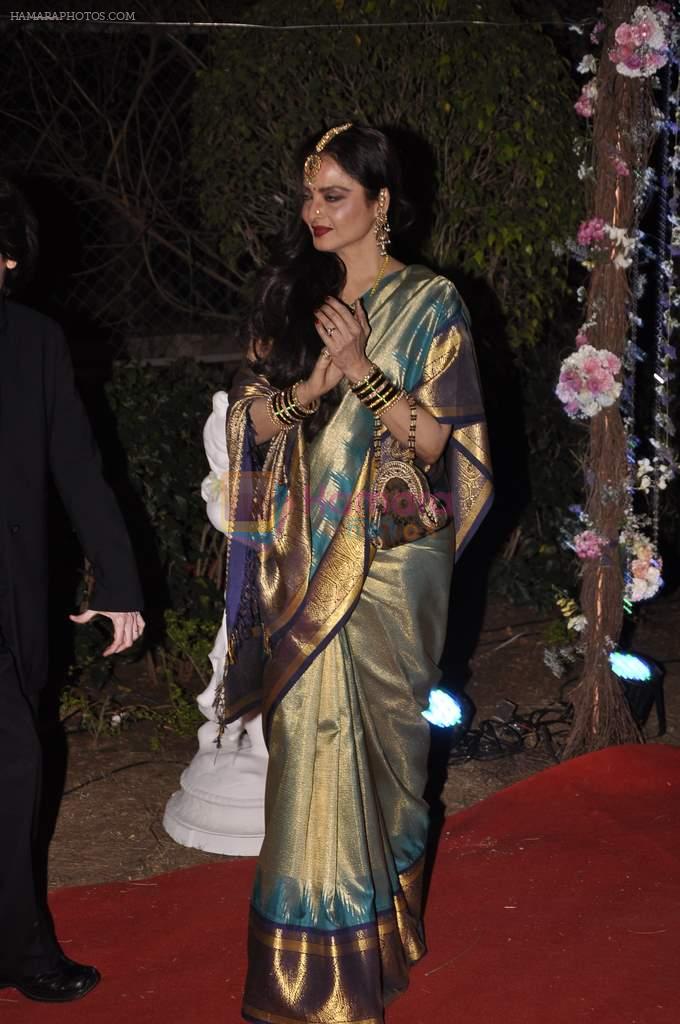 Rekha at Ahana Deol's Wedding Reception in Mumbai on 2nd Feb 2014