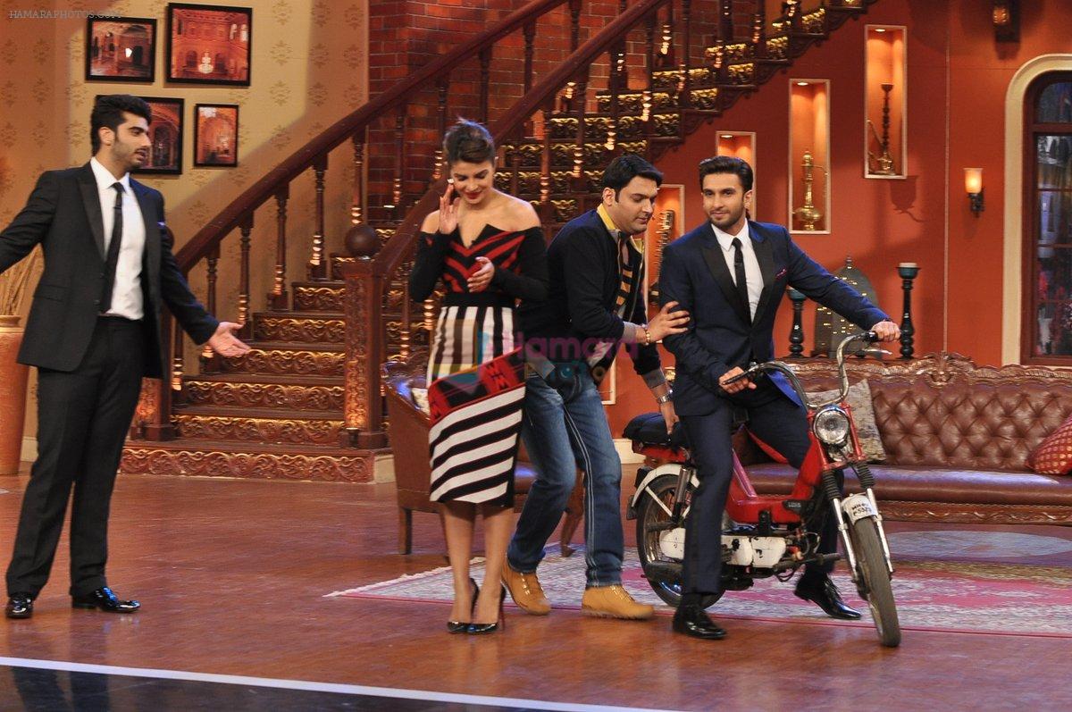 Priyanka Chopra, Ranveer Singh, Arjun Kapoor, Kapil Sharma at Gunday promotions on the sets of Comedy Nights With Kapil in Mumbai on 4th Feb 2014