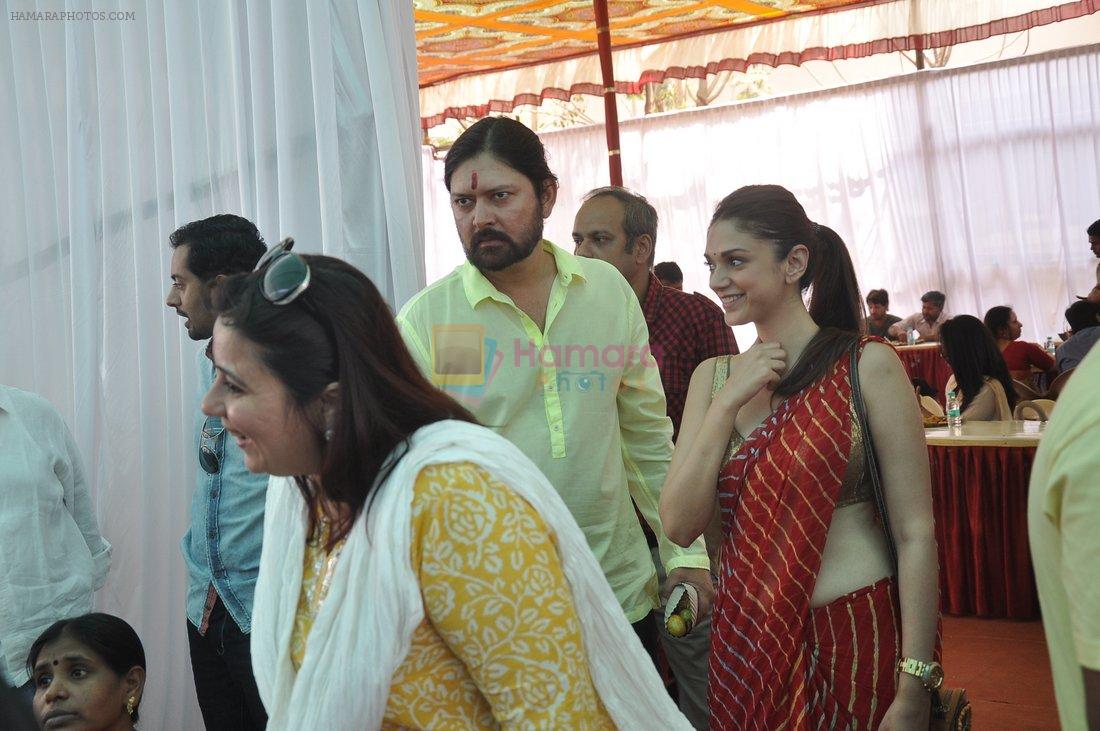 Aditi Rao Hydari at Anurag Basu's Saraswati pooja in Mumbai on 4th Feb 2014