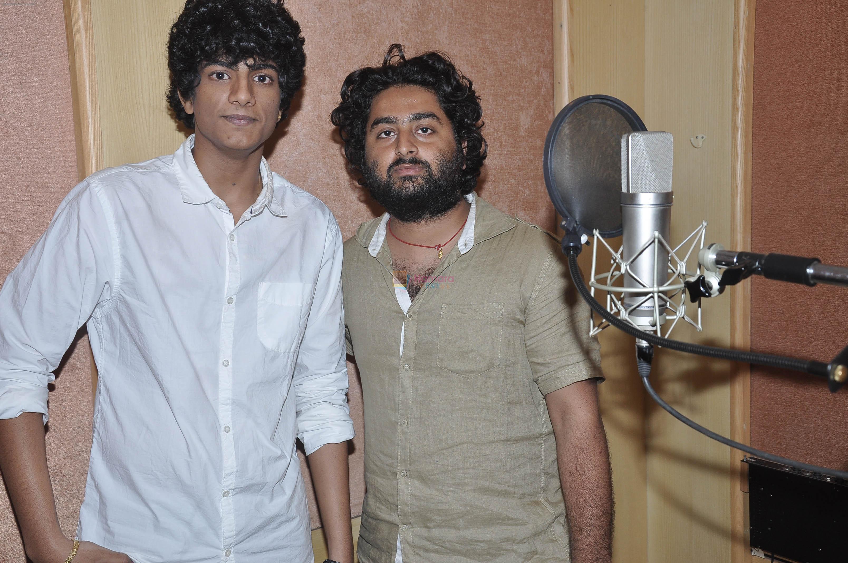 Music Director Palash Muchhal & Arijit Singh at the song recording for Shilpa Shetty's productions film _Dishkiyaaoon_