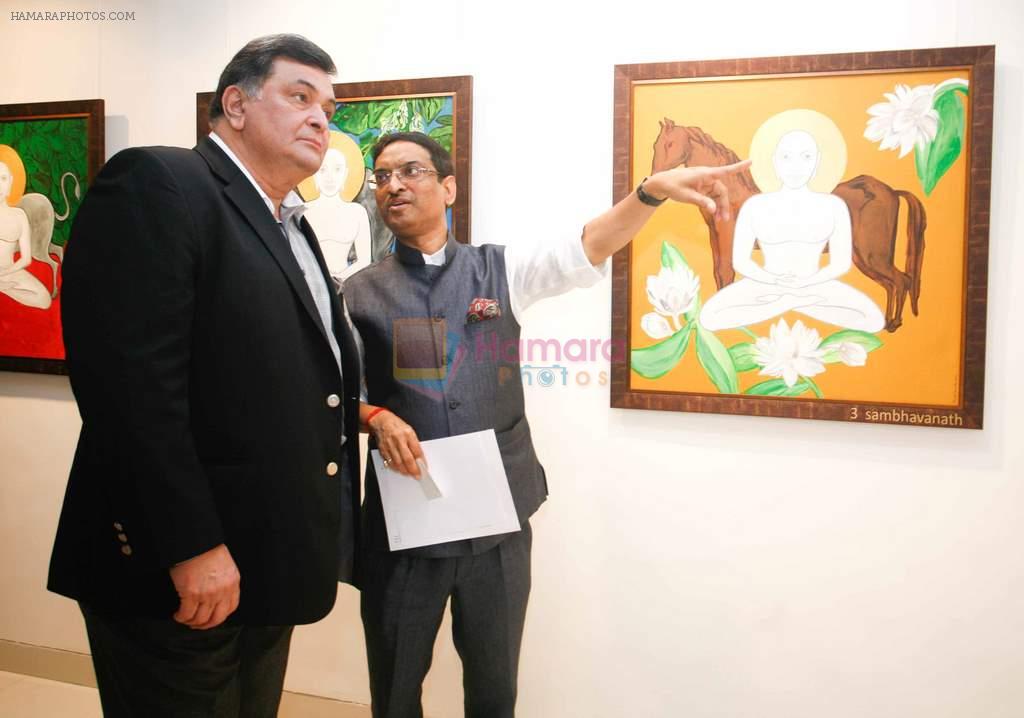 Rishi Kapoor & Bharat Tripathi at Bharat Tripathi's Tirthankar exhibition in Mumbai on 13th Feb 2014
