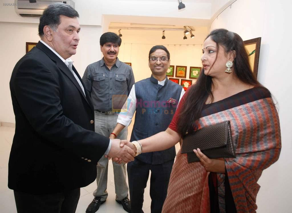 Rishi Kapoor, Bharat Tripathi & Rati Agnihotri at Bharat Tripathi's Tirthankar exhibition in Mumbai on 13th Feb 2014