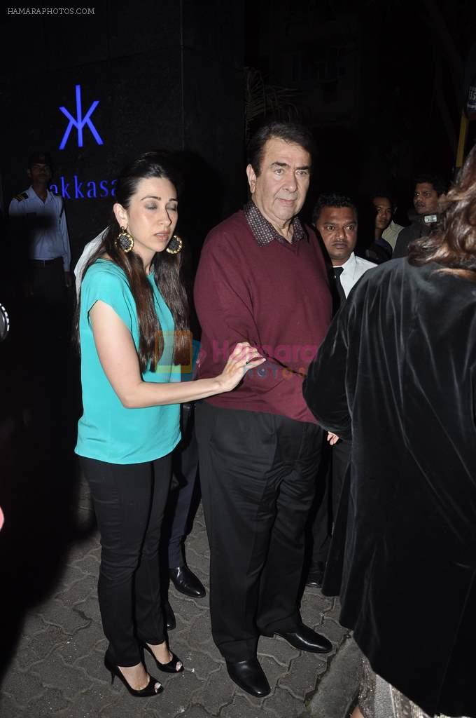Karisma Kapoor, Randhir Kapoor at Randhir Kapoor's private dinner on his bday in Hakkasan, Mumbai on 15th Feb 2014