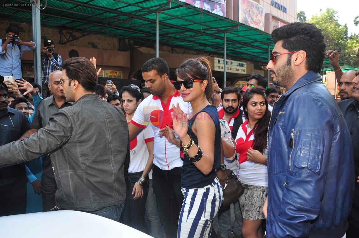 Priyanka Chopra, Ranveer Singh, Arjun Kapoor at  Gunday promotion at Getty cinema, bandra in 14th Feb 2014
