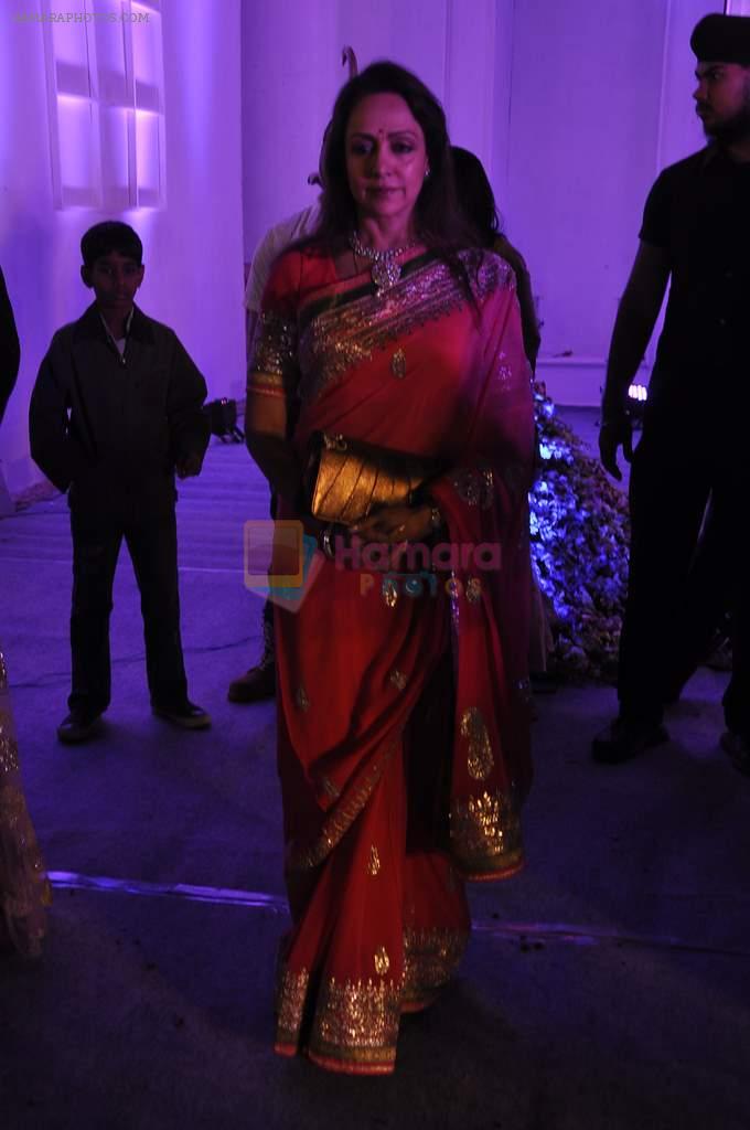 Hema Malini at Miraj Group's Madan Paliwal's daughter Devdhooti and Vikas Purohit's reception in Udaipur on 18th Feb 2014