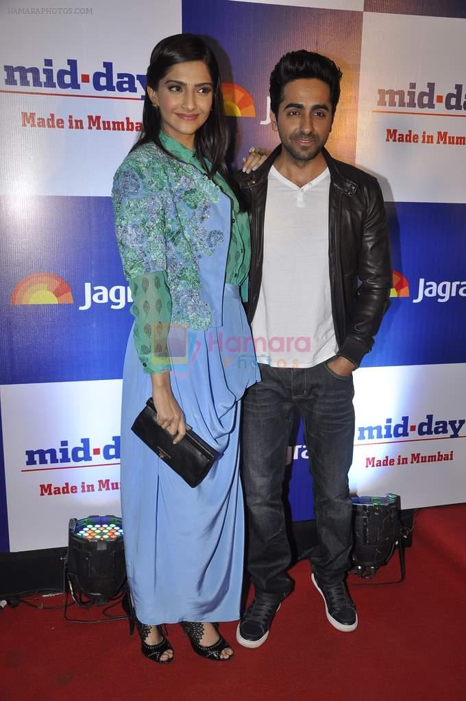 Sonam Kapoor, Ayushman Khurana at Mid-day bash in J W Marriott, Mumbai on 26th Feb 2014
