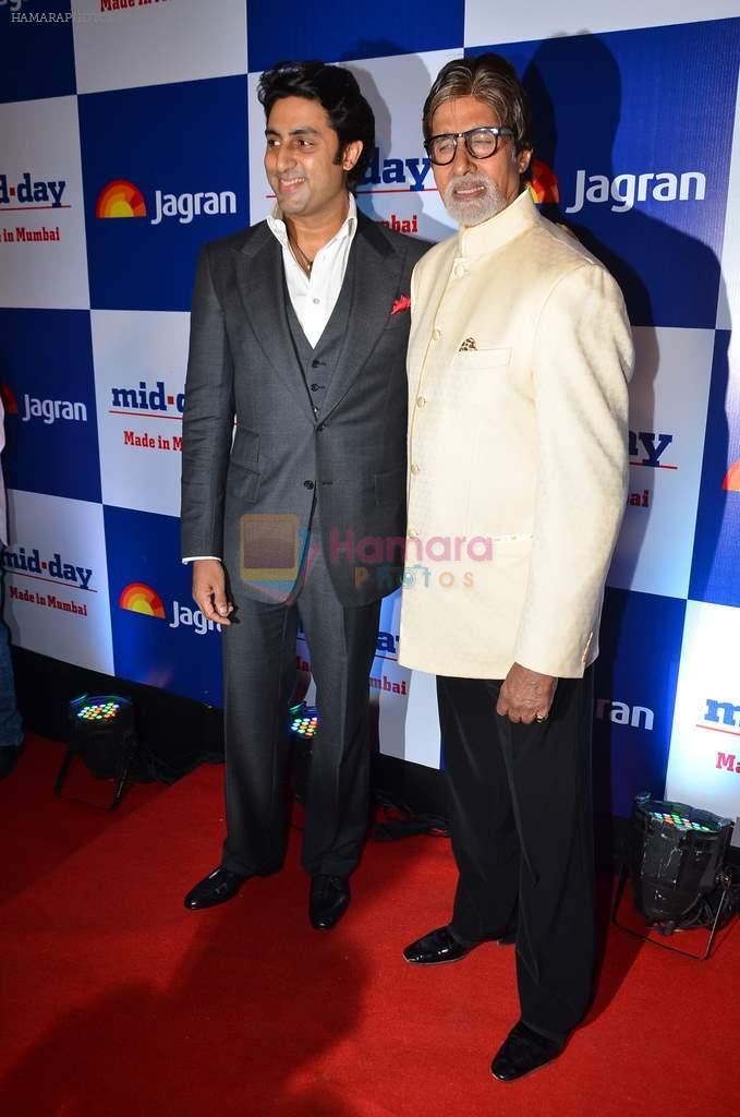 Abhishek Bachchan, Amitabh Bachchan at Mid-day bash in J W Marriott, Mumbai on 26th Feb 2014