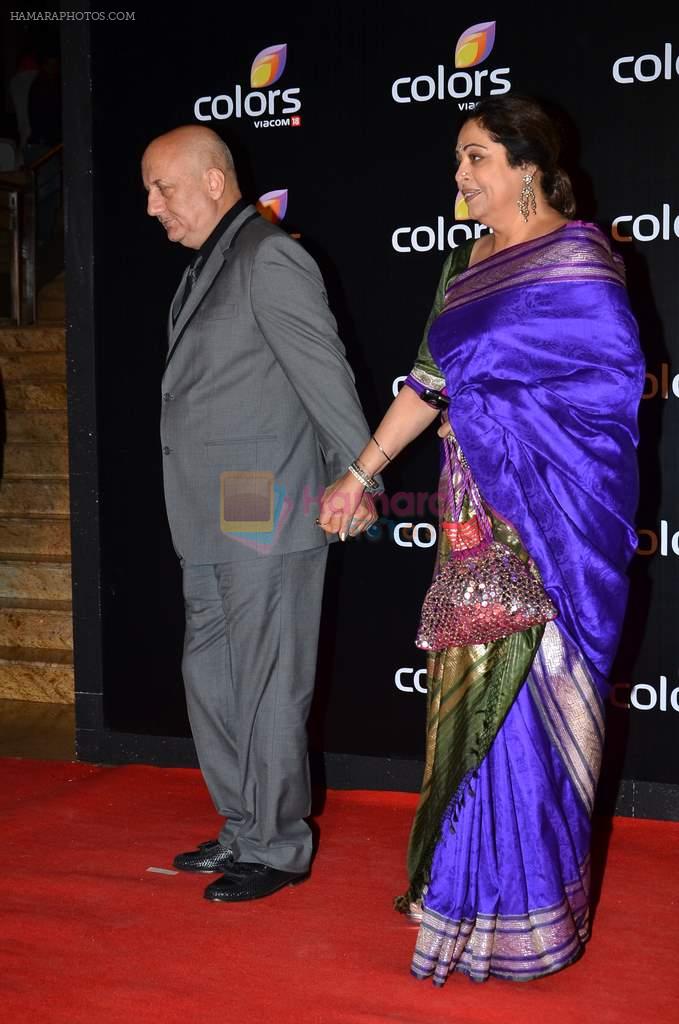 Anupam Kher, Kirron Kher at Colors red carpet in Grand Hyatt, Mumbai on 1st March 2014