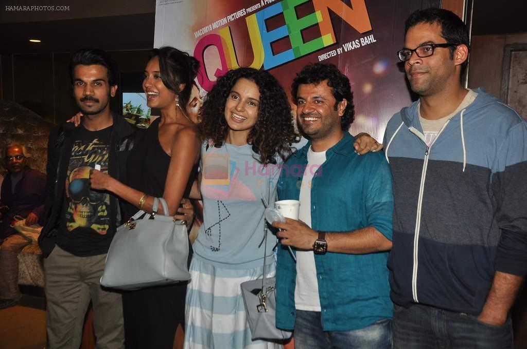 Raj kummar Yadav, Lisa Haydon, Kangana Ranaut, Vikas Bahl, Vikramaditya Motwane at Queen film screening in PVR, Mumbai on 3rd March 2014