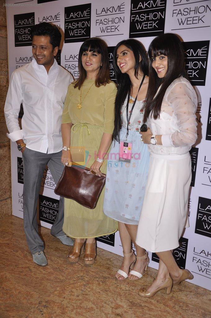 Genelia Deshmukh, Ritesh Deshmukh, Nishka Lulla, neeta Lulla on Day 1 at LFW 2014 in Grand Hyatt, Mumbai on 12th March 2014