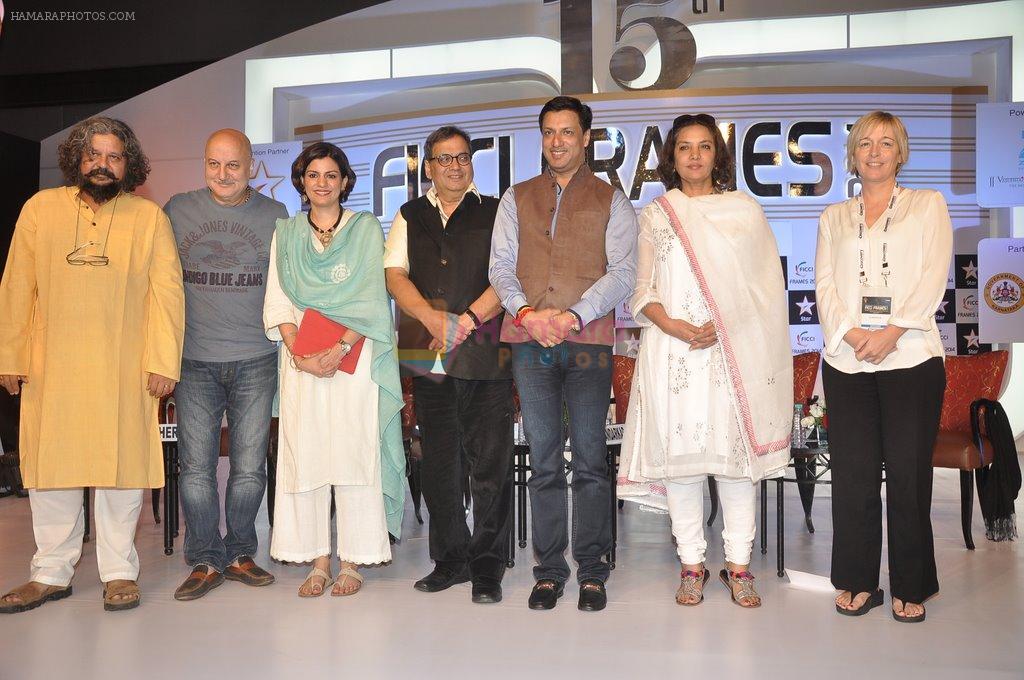 Amole Gupte, Anupam Kher, Nidhi Razdan, Subhash Ghai, Madhur Bhandarkar, Shabana Azmi, Liz Shackleton at  FICCI FRAMES 2014 in Mumbai on 14th March 2014