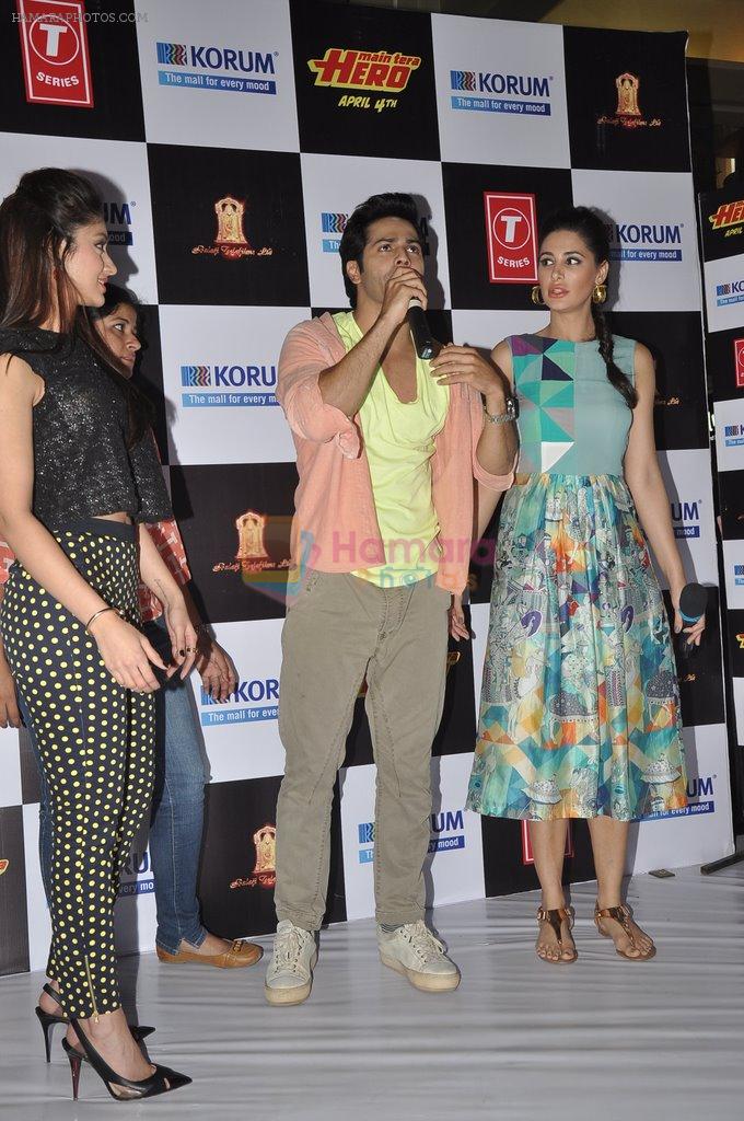 Varun Dhawan, Ileana D'Cruz, Nargis Fakhri at Main Tera Hero promotions in Thane, Mumbai on 22nd March 2014