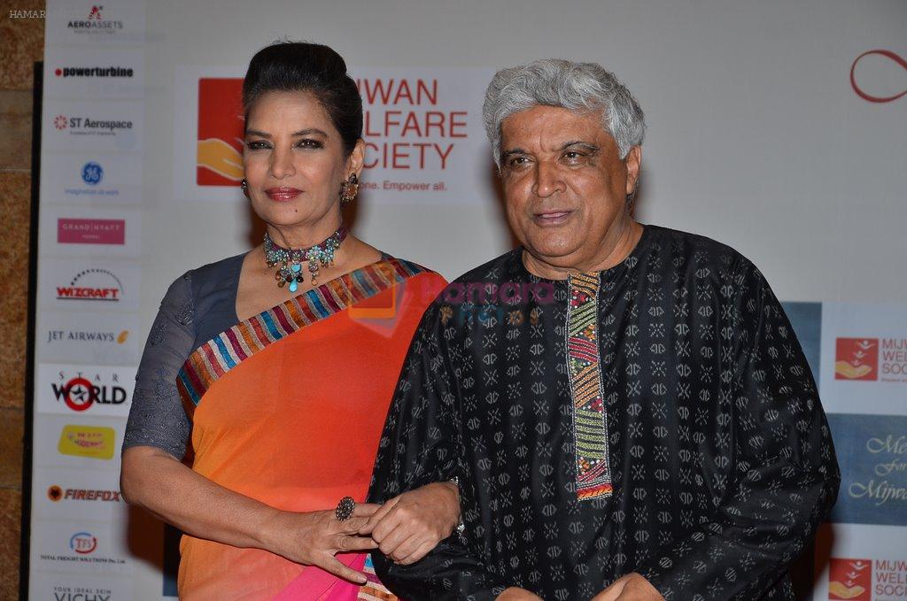 Shabana Azmi, Javed Akhtar at the red carpet for Manish Malhotra Show Men for Mijwan in Mumbai on 1st April 2014