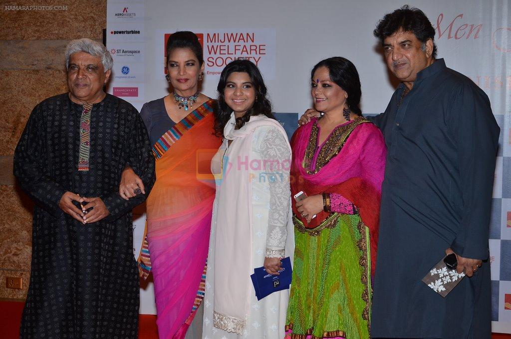 Shabana Azmi, Javed Akhtar, Tanvi azmi at the red carpet for Manish Malhotra Show Men for Mijwan in Mumbai on 1st April 2014