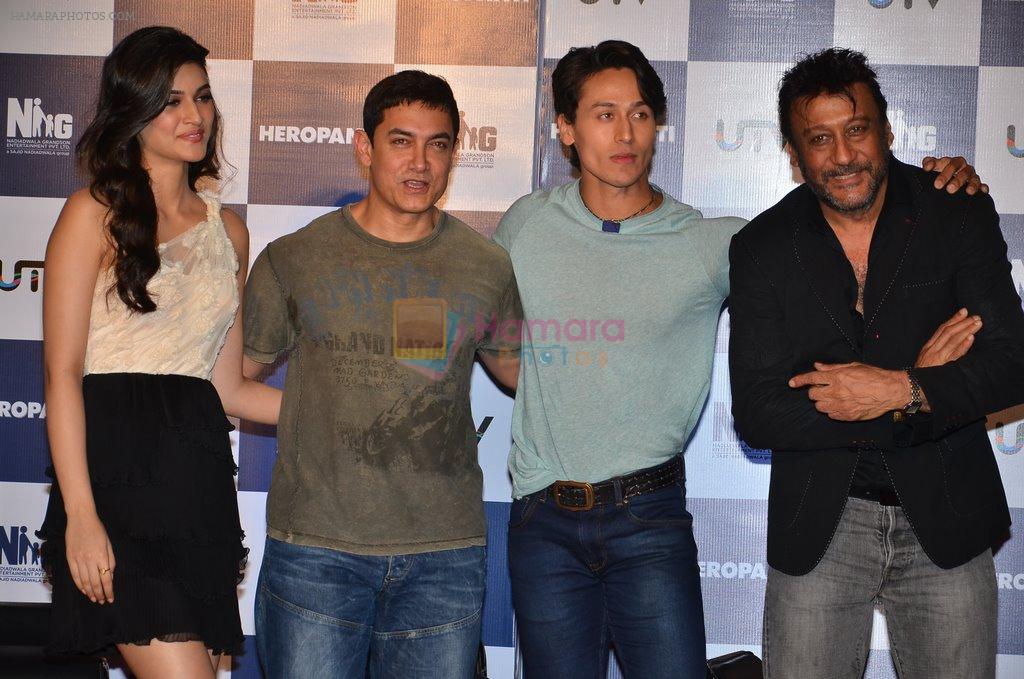 Kriti Sanon, Aamir Khan, Tiger Shroff , Jackie Shroff at Heropanti launch in Mumbai on 4th April 2014