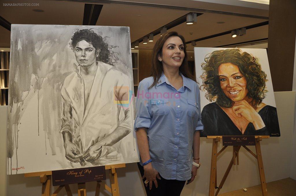 Nita Ambani at Nawaz Modi Singhania's art exhibition in Warden Road, Mumbai on 5th April 2014