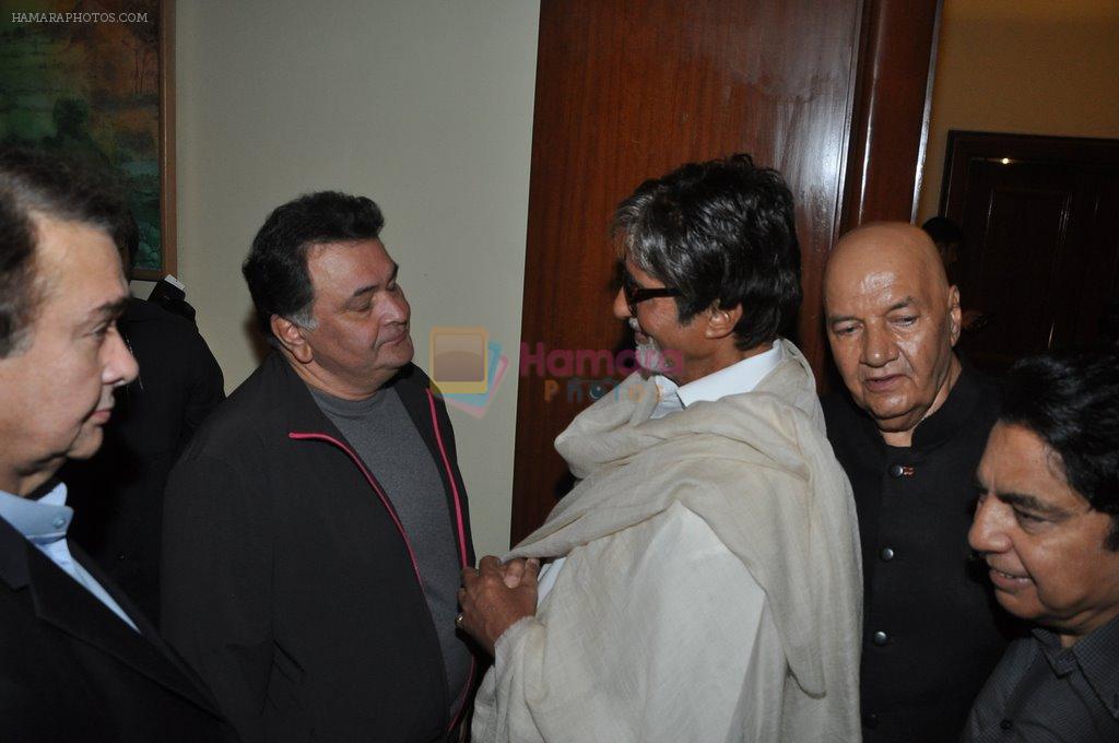 Amitabh bachchan, Rishi Kapoor, Randhir Kapoor at Prem Chopra's autobiography by Rakita Nanda in J W Marriott, Mumbai on 12th April 2014