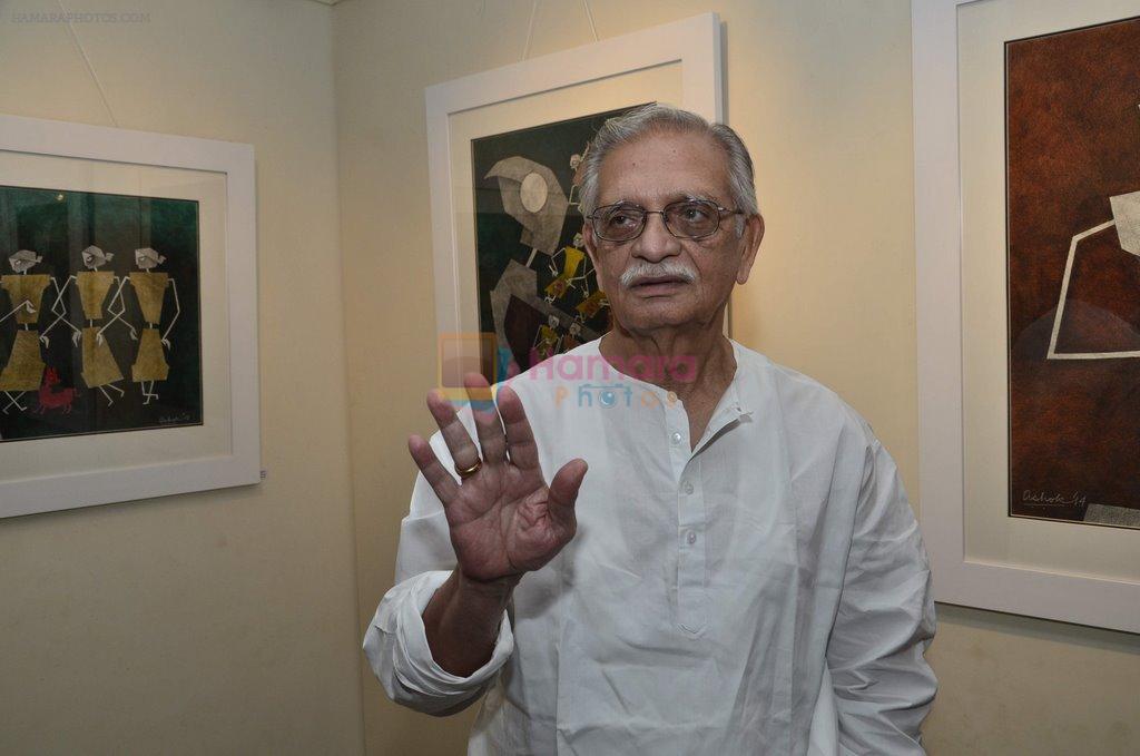 Gulzar at painting exhibition - epic on rock in cymroza, Mumbai on 15th April 2014