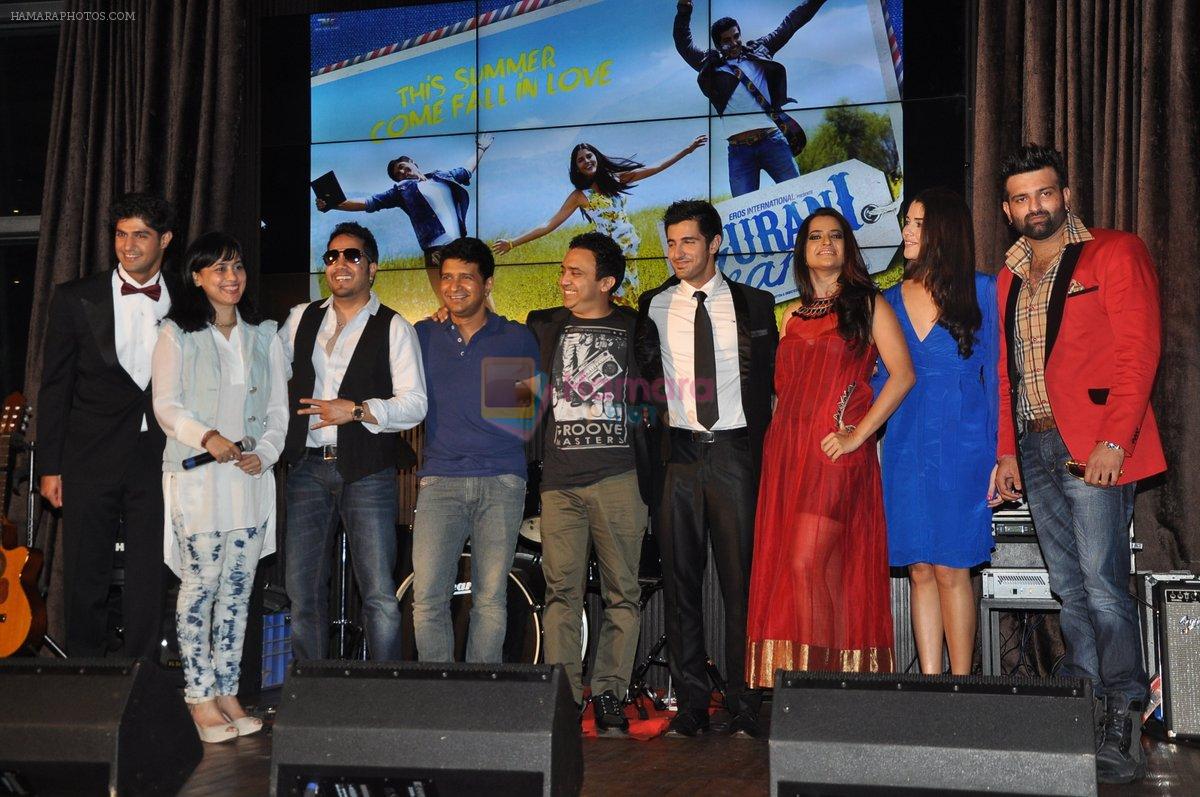 Tanuj Virwani Mika,Ram Sampath Aditya Seal,Sona Mohapatra, Izabelle Leite at the Audio release of Purani Jeans in HRC, Andheri, Mumbai on 16th April 2014