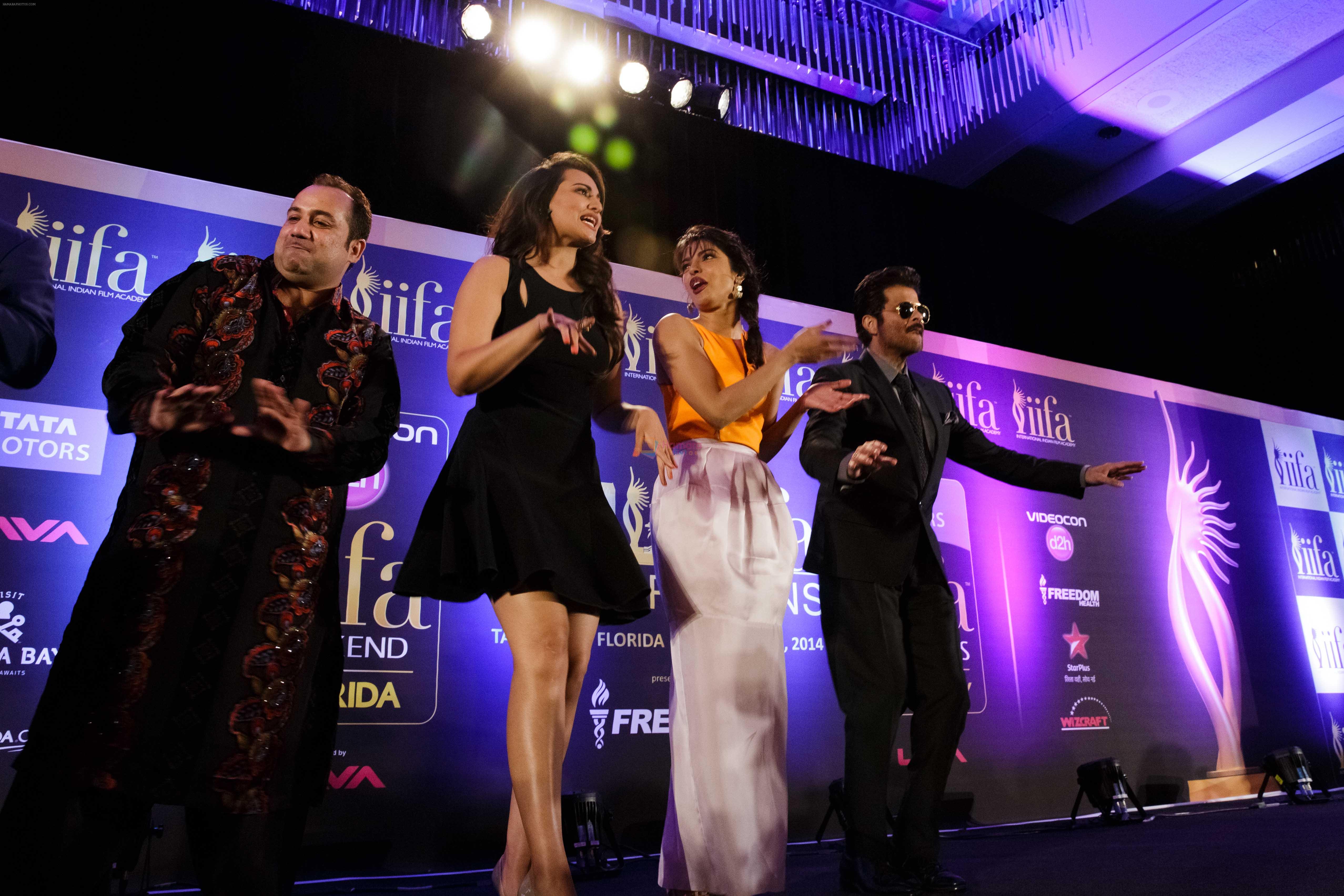 Anil Kapoor, Priyanka Chopra, Rahat Fateh Ali Khan, Sonakshi at IIFA Weekend Opening Press Conference in Hilton Downtown Hotel on 24th April 2014