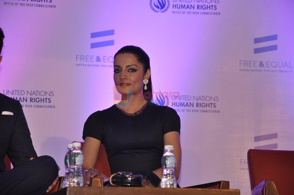 Celina Jaitley, the goodwill ambassador of the United Nations (UN) Free and Equal Campaign launches her song on LGBT in Mumbai on 30th April 2014