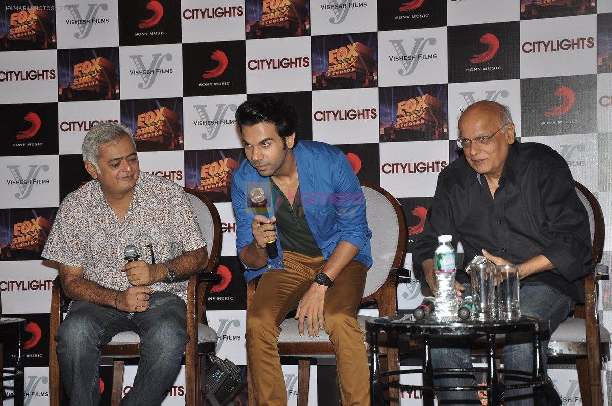 Raj Kumar Yadav, Mahesh Bhatt , Hansal Mehta at the Press conference of movie Citylights in Mumbai on 5th May 2014