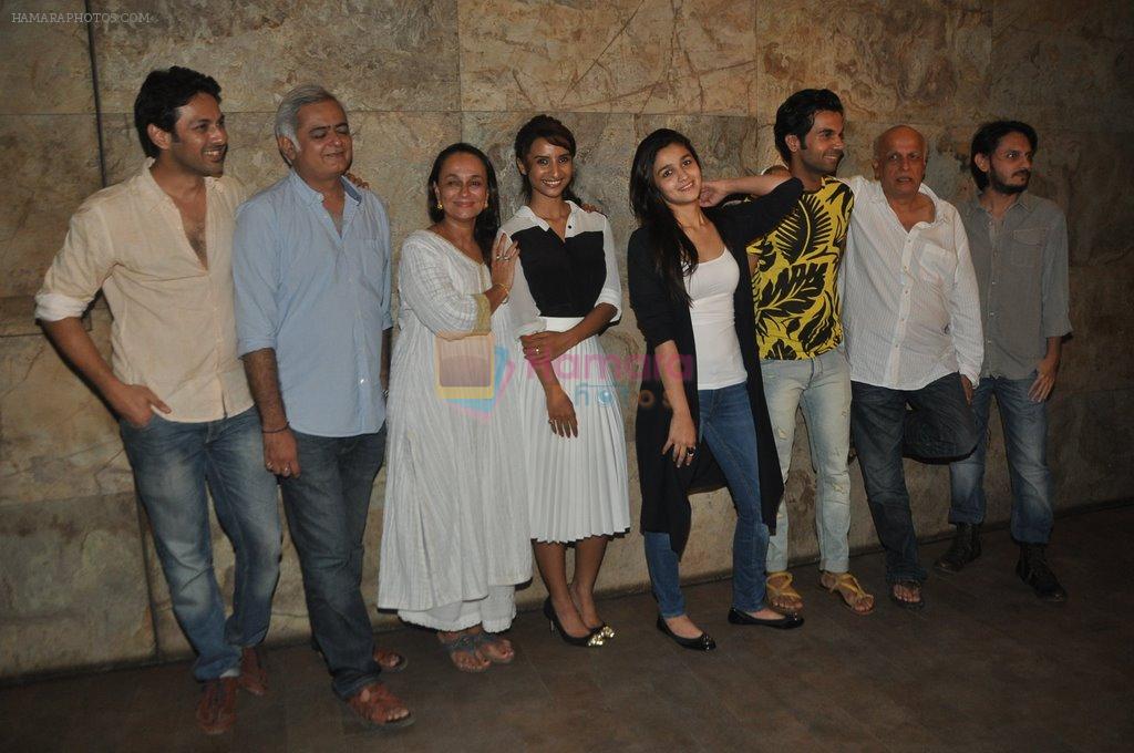 Hansal Mehta, Soni Razdan, Patraleka, Alia Bhatt, Rajkummar Rao, Mahesh Bhatt, Vishesh Bhatt at CityLights film Screening in Lightbox, Mumbai on 18th May 2014