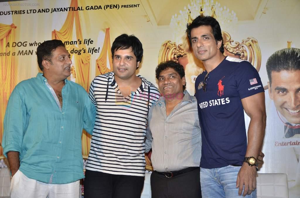 Prakash Raj, Sonu Sood, Krushna Abhishek, Johnny Lever at Akshay Kumar's film It's Entertainment trailor Launch in Mumbai on 19th May 2014