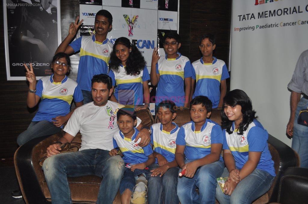 Yuvraj Singh meets Team India - Tata Memorial Hospital sends 11 Cancer patients (children) to World�s Children Winners Game in Mumbai on 30th May 2014