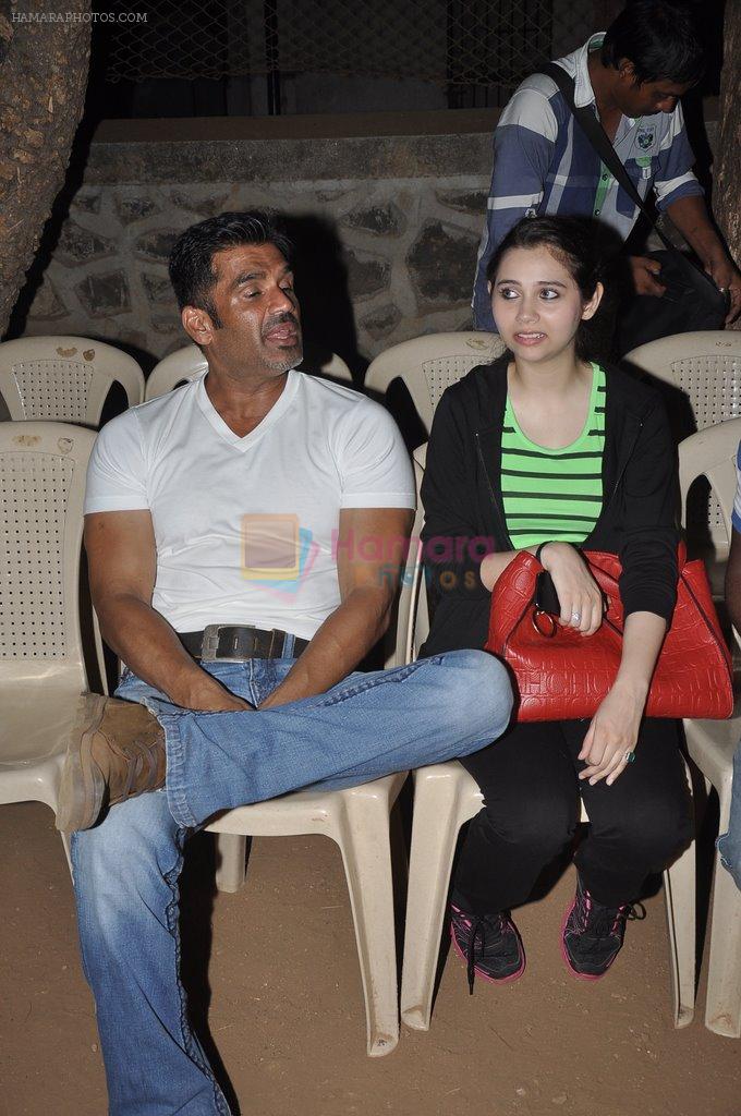 Sunil Shetty, Sasha Agha at celebrity cricket match in Juhu, Mumbai on 6th June 2014