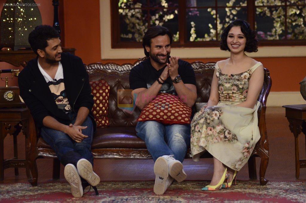 Riteish Deshmukh, Saif Ali Khan, Tamannaah Bhatia at the Promotion of Humshakals on the sets of Comedy Nights with Kapil in Filmcity on 6th June 2014