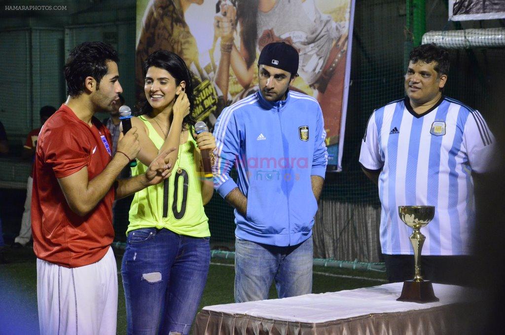 Ranbir Kapoor, Deeksha Seth plays soccer with Armaan Jain to promote Lekar Hum Deewana Dil in Chembur, Mumbai on 17th June 2014