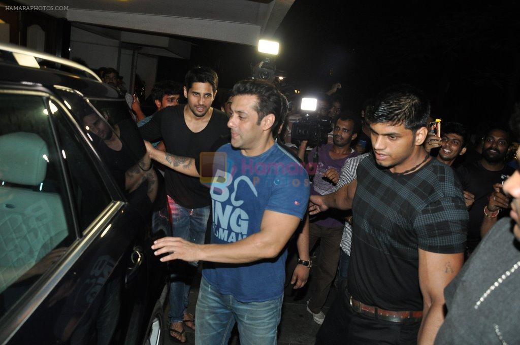 Salman Khan, Sidharth Malhotra at Sidharth Malhotra success bash at home in Mumbai on 28th June 2014