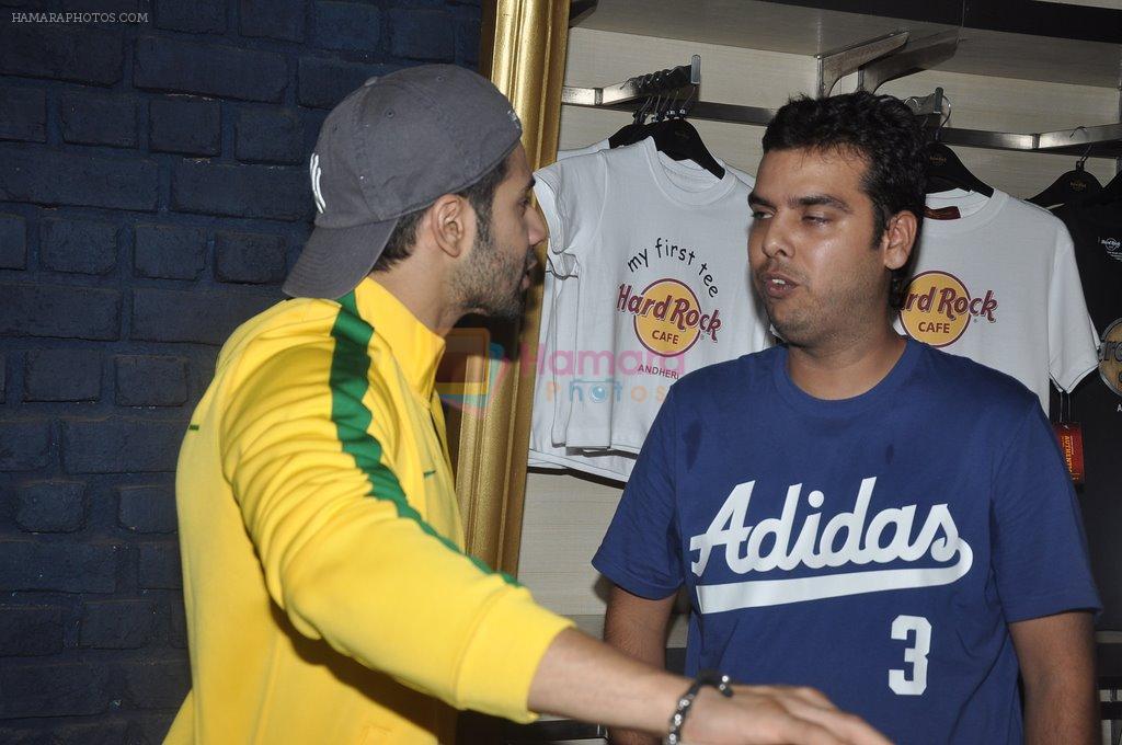 Varun Dhawan for Sony SIX FIFA promotions in Hard Rock Cafe, Mumbai on 2nd July 2014