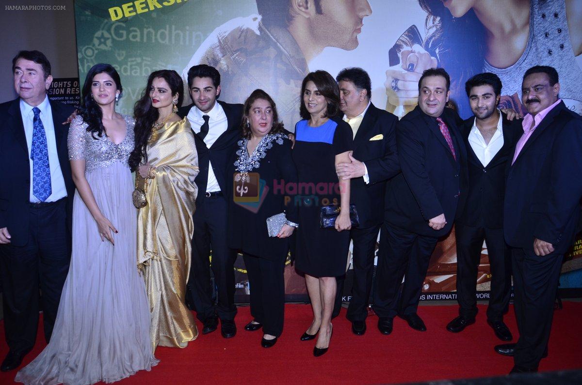 Randhir Kapoor, Armaan Jain, Rishi Kapoor, Neetu Singh, Rajiv Kapoor, Rekha, Deeksha Seth at Lekar Hum Deewana Dil Premiere in PVR on 4th July 2014