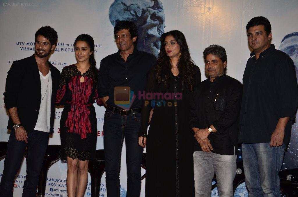 Shraddha Kapoor, Shahid Kapoor, Tabu, Kay Kay Menon, Vishal Bharadwaj, Siddharth Roy Kapur at the promotion of Haider on 8th July 2014