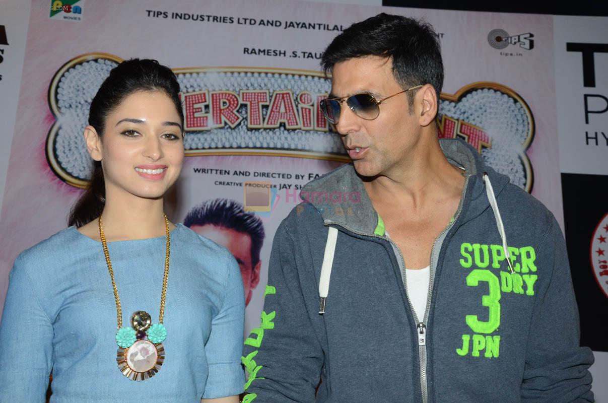 Akshay Kumar, Tamannaah Bhatia at the promotion of movie It's entertainment in south on 4th Aug 2014