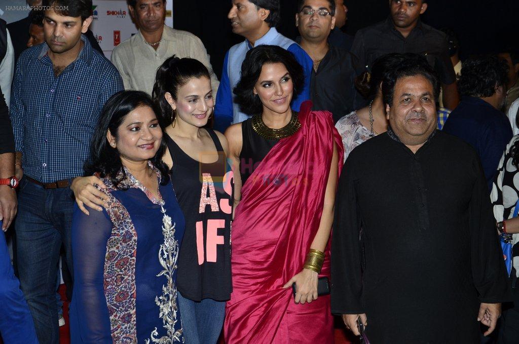 Neha Dhupia, Ameesha Patel at the launch of trailer Ekkees Toppon Ki Salaami in PVR on 11th Aug 2014