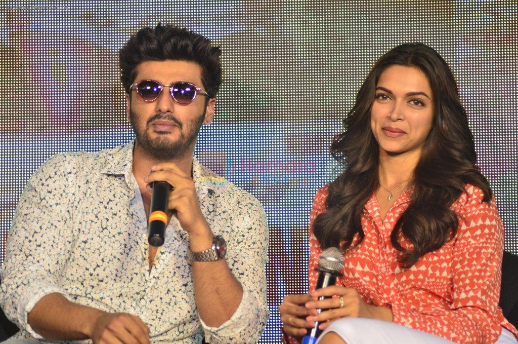 Deepika Padukone, Arjun Kapoor at Shake Your Bootiya Song Launch from the film Finding Fanny in Sheesha Sky Lounge on 21st Aug 2014