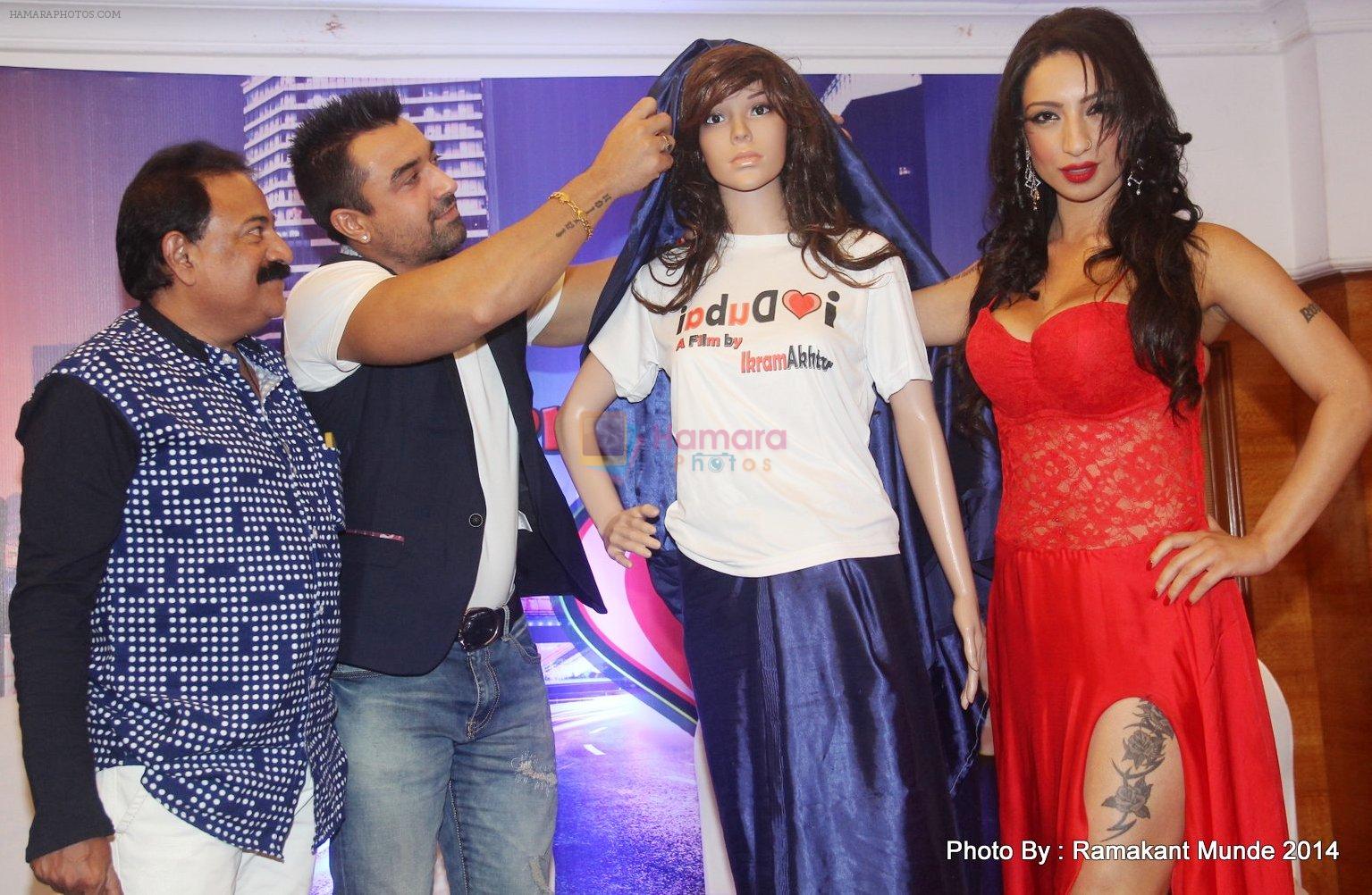 Ikram Akhtar, actor Ajaz Khan and adult star Shanti Dynamite unveiling the first look of the movie _I Love Dubai_
