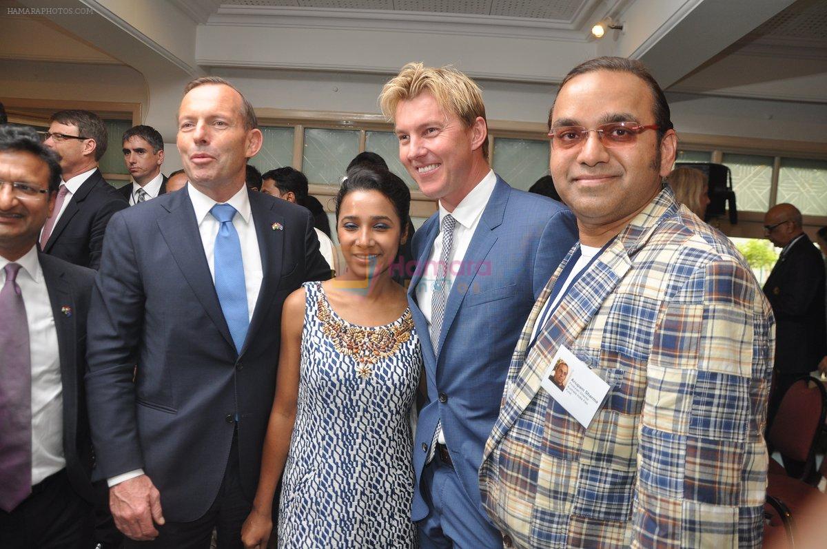 Brett Lee, Tony Abbott(Australian PM), Tannishtha Chatterjee at Anupam Sharma's UnIndian movie launch in Mumbai on 4th Sept 2014